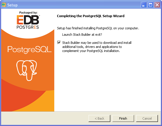 PostgreSQL installation on Windows (Enterprise Database) : installed