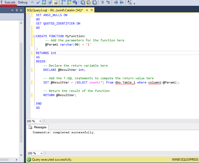 Create MySQL scalar-valued function: write code 