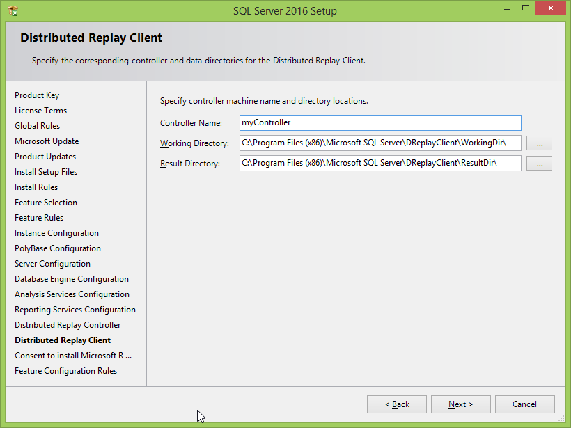 Microsoft SQL Server 2016 installation: distributed replay client 