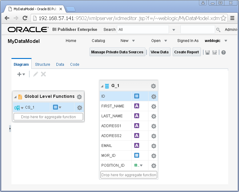 Create SQL Query Data Set for Oracle BI Publisher : aggregate
