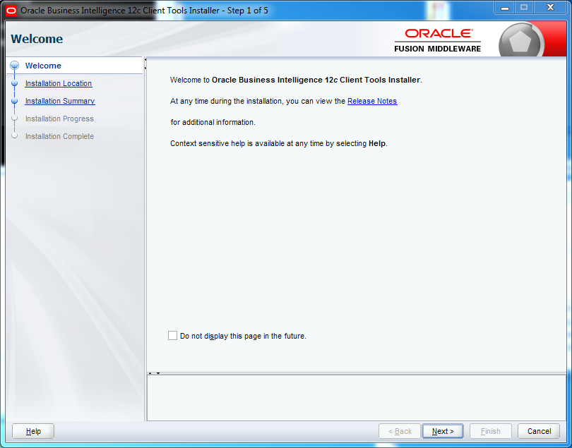OBIEE 12c Client Tool Installation : welcome 