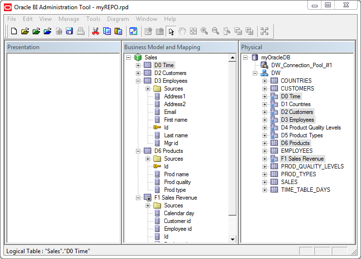 Create Business Model and Mapping Layer into OBIEE Repository: rename columns