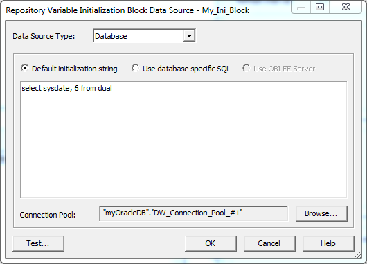 Create initialization block into OBIEE repository: datasource