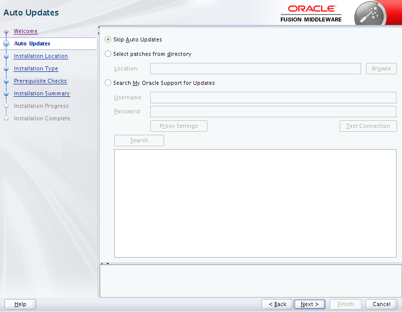 Oracle Business Intelligence 12c Enterprise Edition Installation : auto updates 