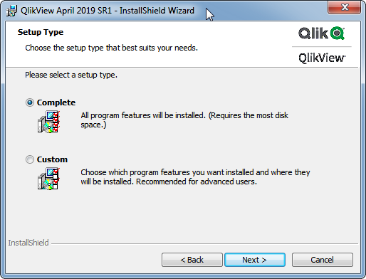 QlikView installation on Window: setup type