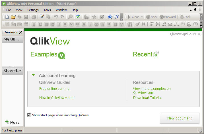 How to create a QlikView document: start qlikview