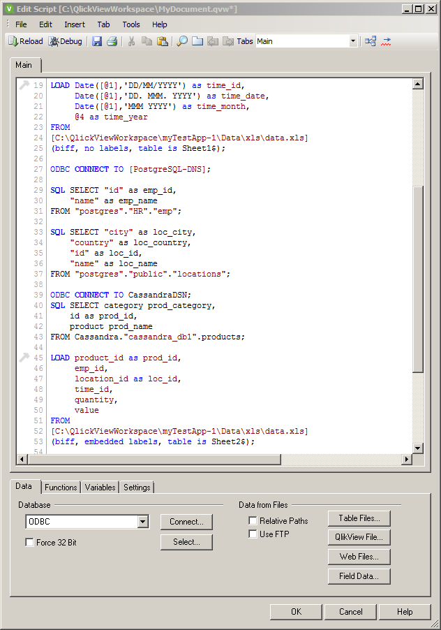dimension table in QlikView: edit script