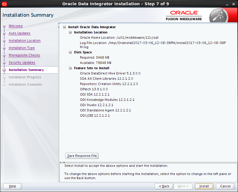 Install Oracle Data Integrator (ODI) 12c on Linux (CentOS, RedHat, OEL): installation summary