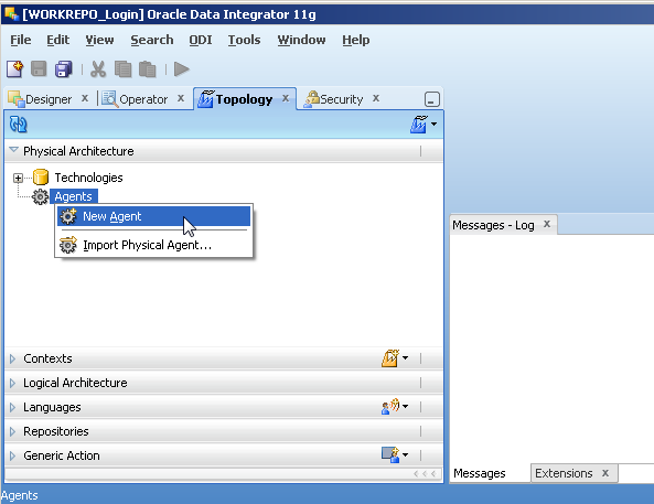 Create Java EE Agent in ODI 11g Repository: new physical agent