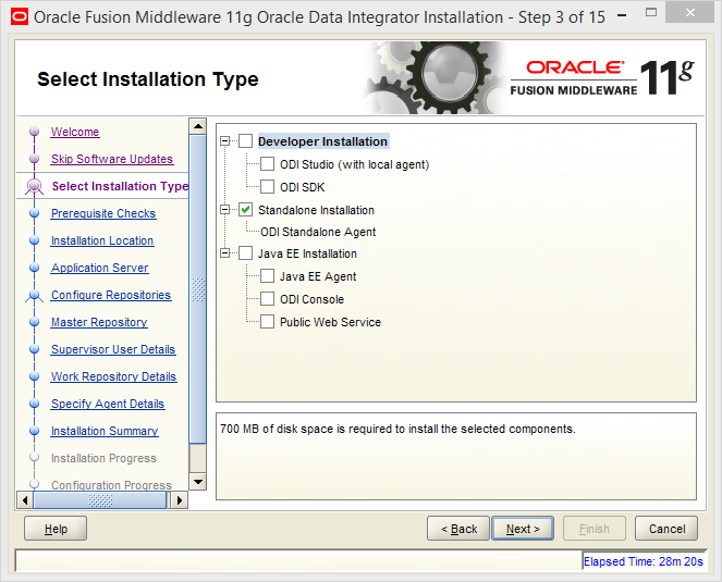Install and Configure Oracle Data Integrator (ODI) 11g Standalone Agent : installation
