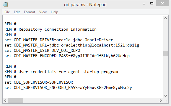 Create ODI 11g Standalone Agent into Master Repository: odiparams file