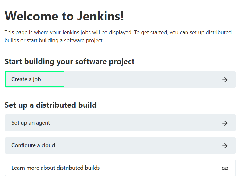Create Jenkins job: welcome
