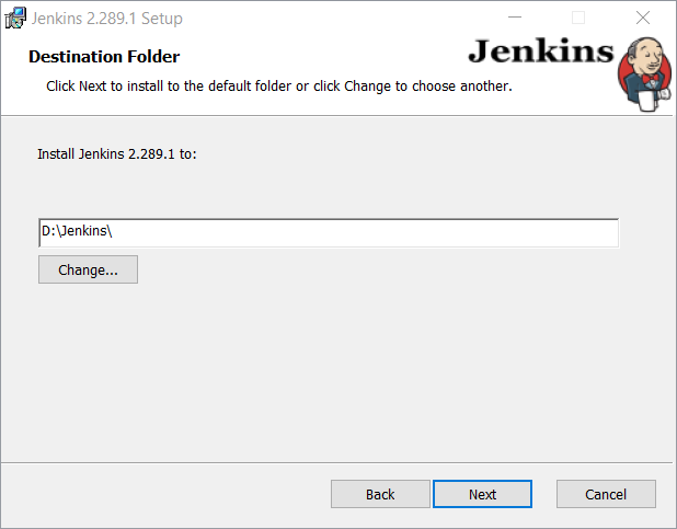 Jenkins installation: destination folder