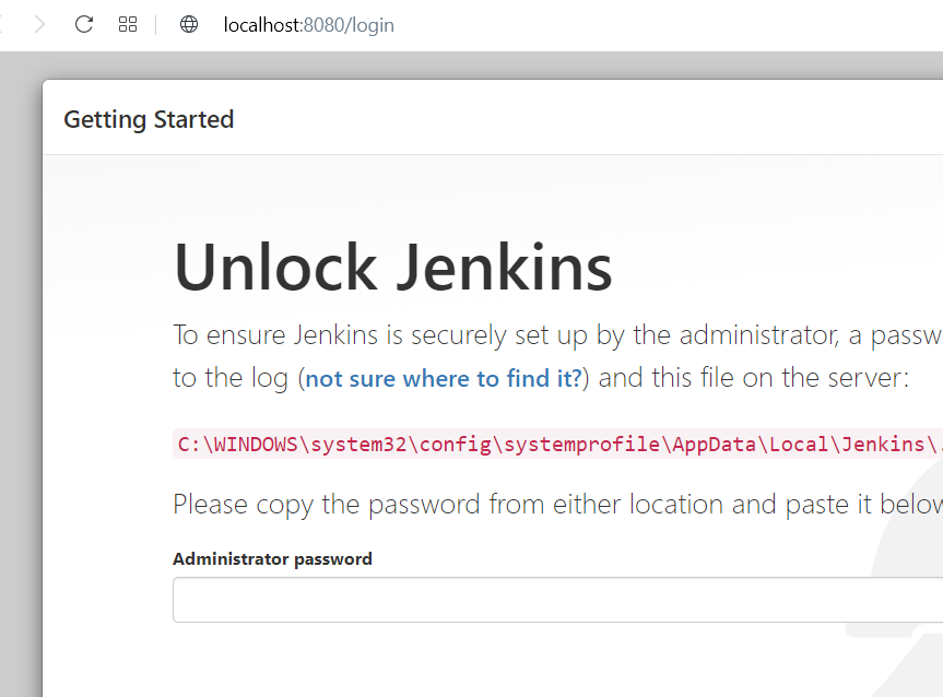 unlock Jenkins: first connect
