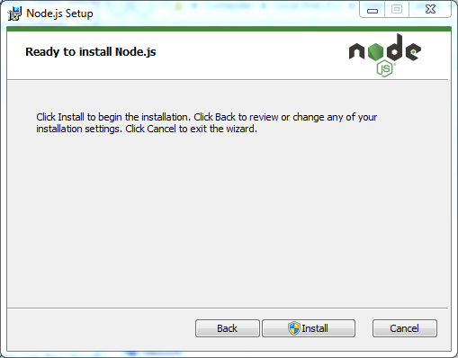 Node.js installation on Windows: ready to install