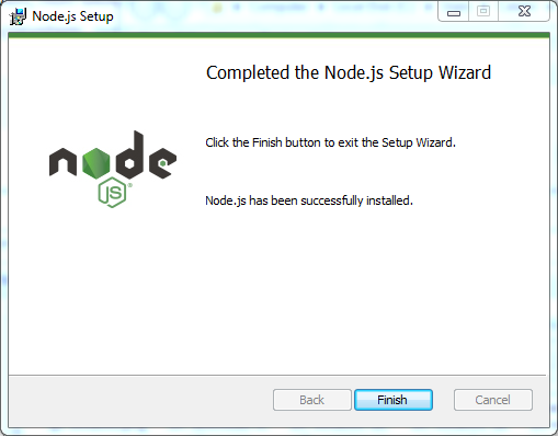 Node.js installation on Windows: completed
