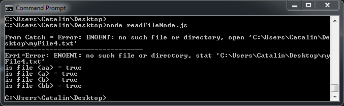 Error handling in Node.js example 