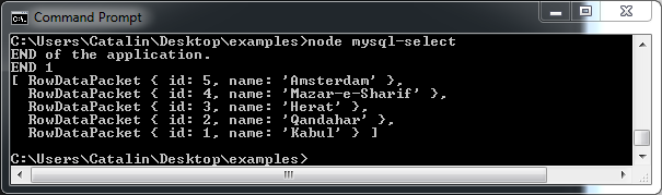 select rows from MySQL table in Node.js example