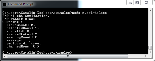 Delete rows from MySQL table in Node.js example