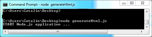 Generate text and HTML code in Node.js with example: html code execution