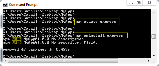 NodePackage Manager (NPM) in action: update & uninstall a package with NPM.