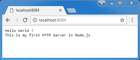 My first HTTP Server example in Node.js: http server in browser