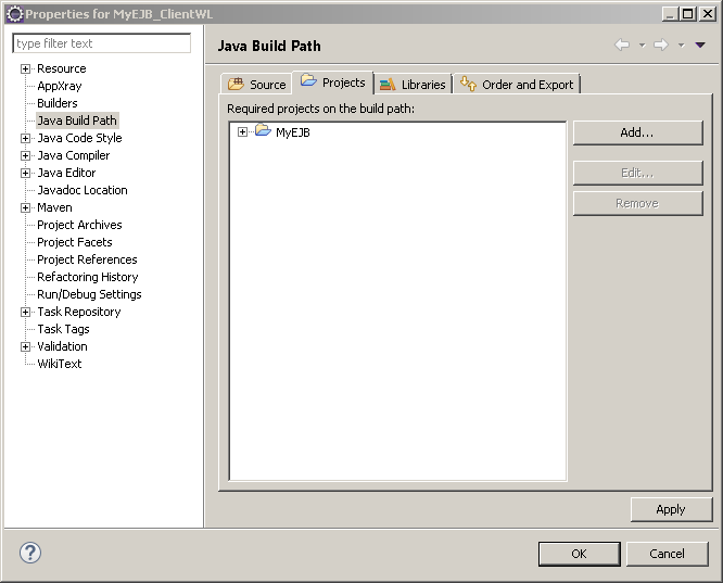 Java client application for stateful EJB - example: projects