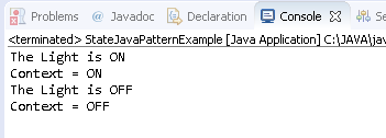 State Design Pattern in Java : example result