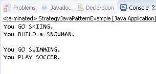Strategy Design Pattern in Java : example result