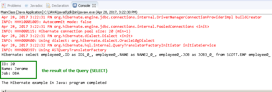 JPA: select statement in Hibernate - example: 