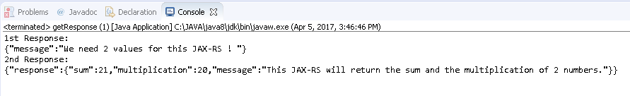 Create Java RESTful Web Service (JAX-RS) Client - using Jersey - consuming JSON : client response