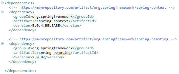 Spring Client Remote Method Invocation (RMI) example : pom.xml file