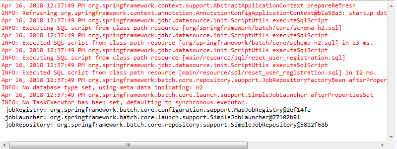 Spring Batch Job repository configuration: execution