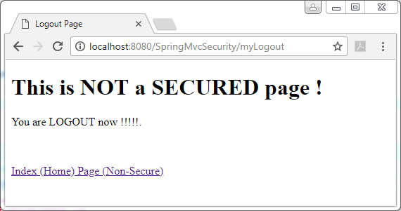 Spring 5 Security - mvc (web) security enforcement: logout page