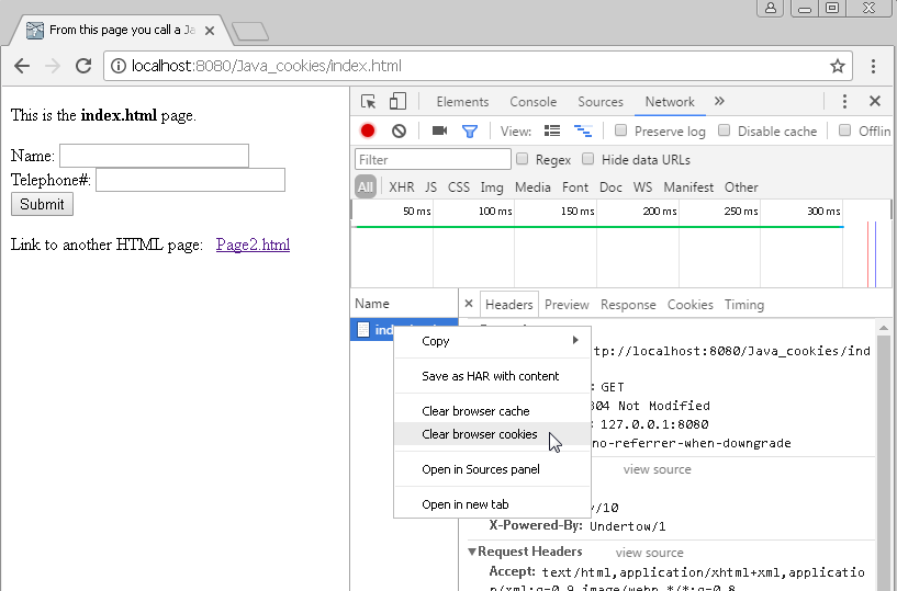 Delete Cookies from browser (from Google Chrome) : developer tools