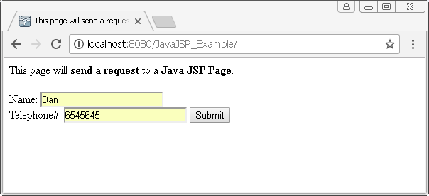 Java JSP example : index page