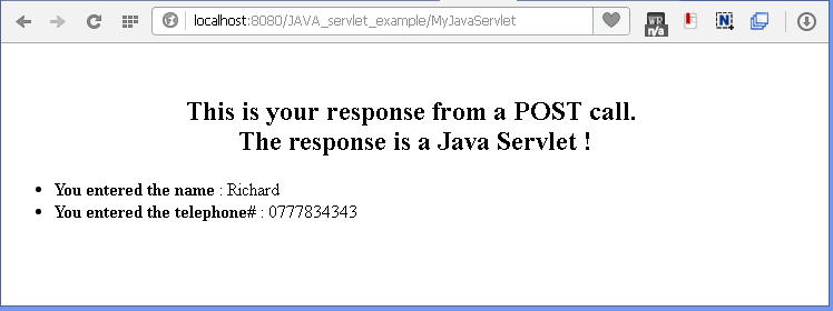 Java Filter for logging example : response page