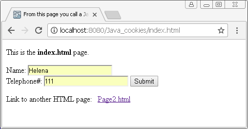Cookies in Java : send request to Java servlet