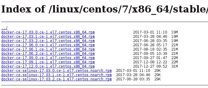 Docker installation on Linux (CentOS 7): rpm download