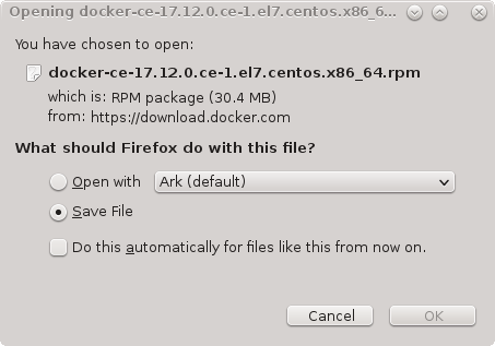 Docker installation on Linux (CentOS 7): rpm save
