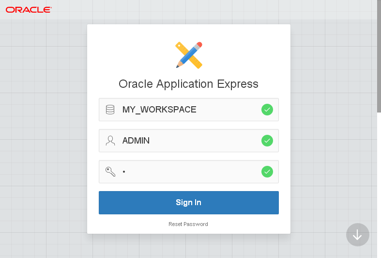 create Oracle APEX user: login