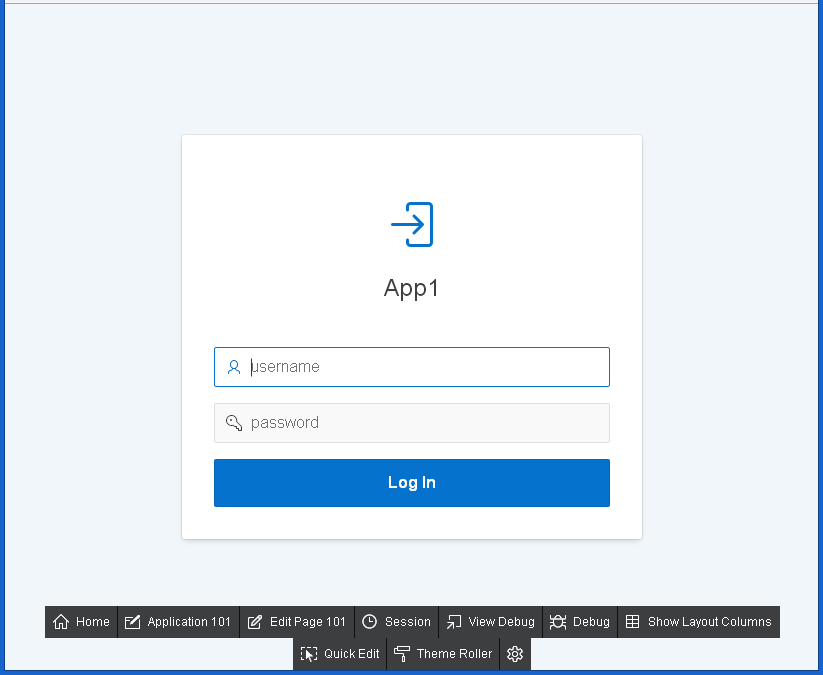 create Oracle APEX Application - hello word: login page
