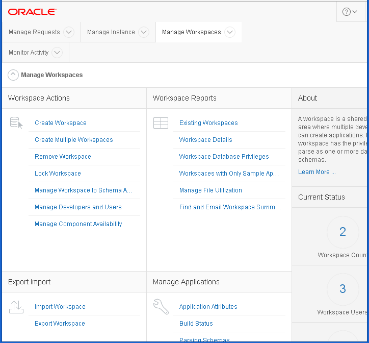 change user password in Oracle APEX 5.1 : manage workspaces
