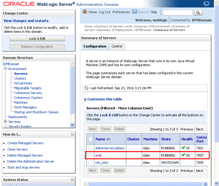 Oracle APEX 5.1 Installation on Linux - using Oracle REST Data Services: WebLogic Managed Server is running on port 7007