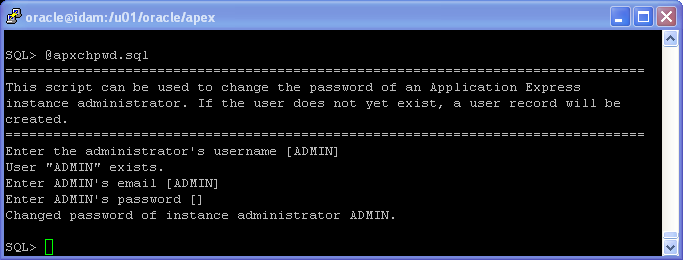 Oracle APEX 5.1 Installation on Linux - using HTTP Server (OHS): Oracle APEX 5 Installation change password