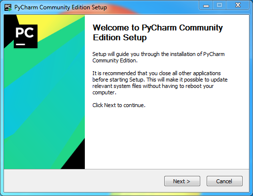 PyCharm installation on Windows : setup