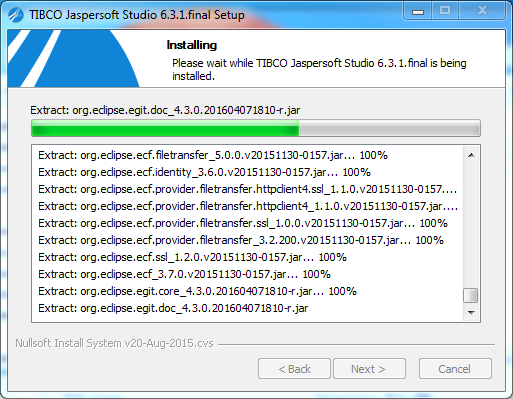 Jaspersoft Studio installation on Windows: installing Jaspersoft Studio