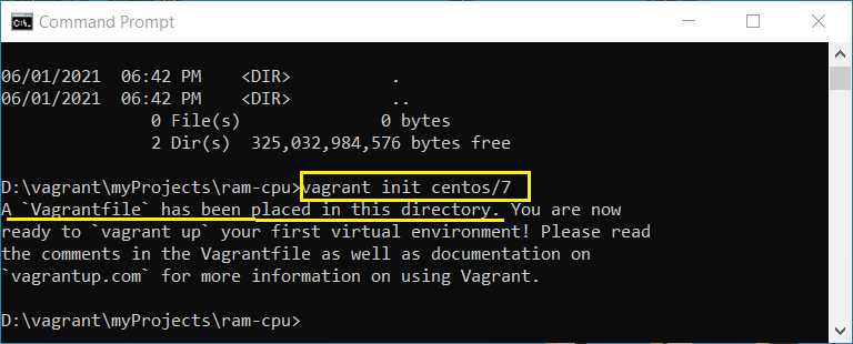 set cpu and RAM in Vagrant: vagrant init