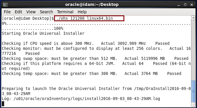 install Oracle HTTP Server (OHS) 12.1.2 : start installation