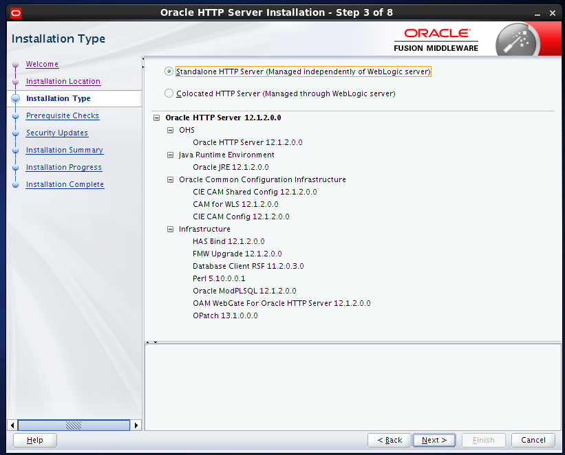 install Oracle HTTP Server (OHS) 12.1.2 : installation type